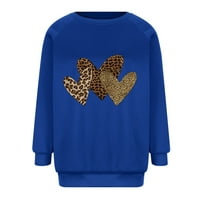 Tklpehg Valentinovo duksevi za žene Leopard Heart Print Tops Spring Košulje Grafički dukseri Crewneck