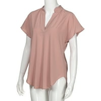 Opremljene majice kratkih rukava za žene prevelizirani sportski lagani majica V-izrez Tanka modna majica