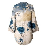 Qilakog ženski boho cvjetni print pufki kimono kardigan labav pokrov povremenog bluza vrhovi ženskih