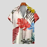 Muške povremene havajske košulje velike i visoke gumb dolje s kratkim rukavom Tropska cvjetna košulja