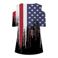 Američka košulja za zastavu Žene, ljetna dana zastava Zastava zastava Tip za ispis majica Crewneck Kratki