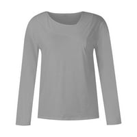 Dukseri za žene Žene Ležerne modne čvrste ispis dugih rukava skew ovratnik pulover Top bluza Grey l