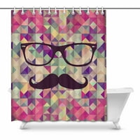 Smiješni hipster brkovi i naočale preko vintage trokuta Naslovnica Dicluc Vodootporni poliester kupaonica za kupanje za tuširanje