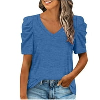 Floleo ženski vrhovi kratki rukav zazor ljeta ženska majica sa majicom nalik V-izrez Slatka pulover