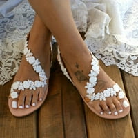 B91XZ sandale za žene Ležerne ljetne ženske ljetne bez klizane čipke Cvijeće klizanje na ravnu plažu