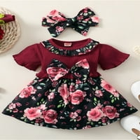 MA & Baby Toddler Baby Girls Ljetna haljina Ležerne prilike slatke ruffle trim cvjetni kratki rukav