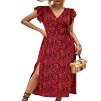 Maxi haljine za žene cvjetna print Havajska haljina ljeto na plaži sandress v izrez duga haljina kratka