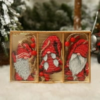 Božićni patuljak Viseći drveni ukrasi set, drveni privjesci za obrtaju ukrasne potrepštine sa žicama
