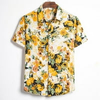 pgeraug muns majica Cardigan kratki rukav Havajska plaža Cvijet Turtleneck Polo majice za muškarce Žuta