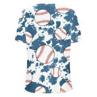 Drindf Žene Baseball Print kratkih rukava Summer Ležerne prilike Tunnic Bluza Labavi FIT V izrez TEE