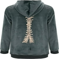 Dabuliu Zip up hoodie za žene predimenzionirane Y2K odjeće skeletni duksevi Vintage baggy e-girl 90-ih
