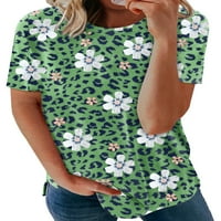 Bočne čeke za žene ljeto povremene bluze s kratkim rukavima cvjetni tisak boja tunike Tun je osnovna
