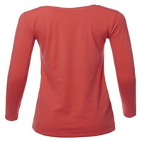 A2Y ženska osnovna čvrsto mekana pamučna dugi rukava V-izrez gornja majica Rose 3xl