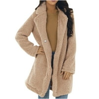 Fatuov Winter Coat Women - Današnje ponude Plišani blejler Ležerne prilike i zimske solidne boje Khaki