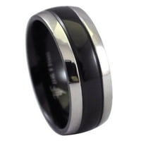 Crni vjenčani opseg muški ženski prsten od nehrđajućeg čelika veličine 7,5