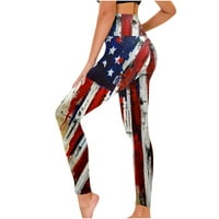 PBNBP 4. jula Tajice za žene Ljeto Visoko struk elastična američka zastava ravne joge hlače