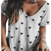 Plus veličina Ženska kratki rukav na vrhu Srca Basična majica Summer Casual Bluza Tee