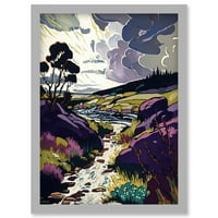 Škotska pejzažna ilustracija s olujnim oblacima umjetnička djela uokvirena zidna umjetnost Print A4