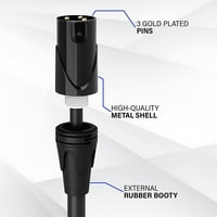 LyxPro noge XLR kabel, desni ugao ženka do muškog, pin mikrofona, crna