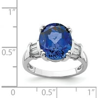 Sterling srebrna rodium-pletenica stvorena plava safir i CZ prsten napravljen na Tajlandu QR7052-7