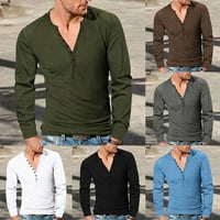 Fule Mens casual Henley majice Retro dugih rukava T-majica Pulover Top Bluza
