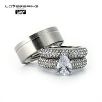 Vjenčani prstenovi parovi prstenovi 10kt bijeli pozlaćeni bijeli CZ Titanium bend 3pc