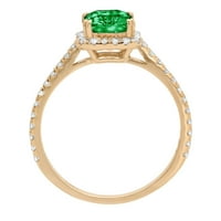 1.96ct Emerald Cut dragocjeni dragulj zeleni simulirani smaragd pravi 18k žuti zlato robotski laserski