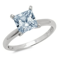 0,5ct princeza rez plava prirodna akvamarina 14k bijela zlatna godišnjica za angažovanje prstena veličine