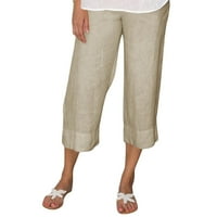 JTCKARPU casual pantalone pamučne posteljine hlače žene sa džepovima casual casual elastične strugove