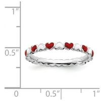 Sterling srebrne boje izraze crveno-bijele emajl Veličina srca: 10; za odrasle i tinejdžere; Za žene