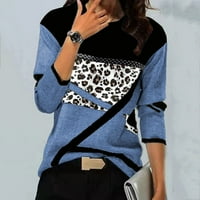 Ženska haljina s dugim rukavima vruća prodaja Ženska Leopard Print Okrugli vrat Patchwork pulover majica