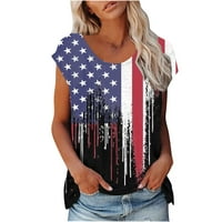 Yyeselk bluze za žene Patriot CAP kratkih rukava okrugli vrat pulover košulje Trendy Tie Dye Američka
