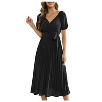 Ljetne haljine haljine za žene u odjeći nagnuta haljina crne 2xl