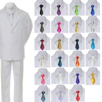 Dječak Teen Formalno vjenčanica Bijeli tuxedo odijelo za odijelo saten kravate 5-20