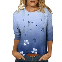 Hvyesh rukav vrhovi za žene Ljeto Trendy Crewneck T majice Grafički radovi Mekani bluze Tri četvrtine rukava