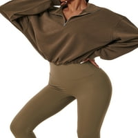 Biayxms ženska polovica zip obrezanih dukseva casual labava vježba sportske dukseve novi stil pulover