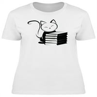 Slatka mačka s knjigama majica - majica -image by shutterstock, ženka velika