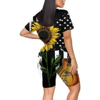 SKSLOEEG Ljetne odjeće za žene Trendy, dvije odjeće za ženska američka zastava Suncokret tiskani Ljetni
