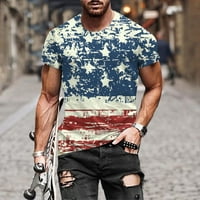 Jsaierl muške košulje od 4. jula Patriotska američka zastava tine Ters Trendy Crewneck Top Streetwear
