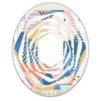 Art DesimanArt 'Trendi savremeni geometrija uzorak' tiskani moderni okrugli ili ovalni zidni ogledalo