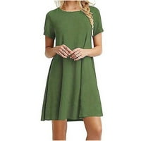 Stalne ljetne haljine za žene žensko proljeće i ljetni okrugli vrat kratki rukav veliki labav labav košulja vojska zelena, 2xl