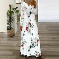Ženska ljetna maxi haljina s dugim rukavima cvjetno tiskovina haljina sa ručicama labava boho plaža