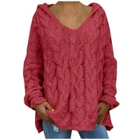 Prevelizirani džemperi za žene labave plus veličine pune boje kapuljače dugih rukava na vrhu džemper