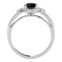 Mauli dragulji za angažovanje prstenova za žene 1. Carat Halo Black Diamond Angažman prsten za prsten