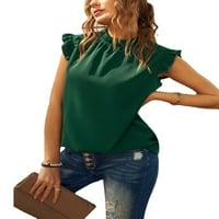 Colisha Žene vrhovi majica kratkih rukava bluza za vrat za vrat Labav ured Tunička majica od pune boje