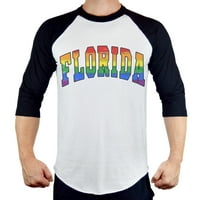 Muška florida Rainbow Pride B Ply Raglan bejzbol majica srednje bijela
