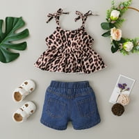 Kucnuzki mjeseci Djevojka za bebe Ljeto odijelo Kratke hlače Mjeseci Leopardi bez rukava Print Camisole