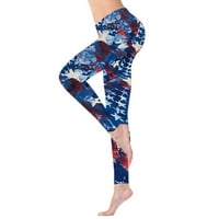 Xinqinghao joga gamaše za žene ženske uske joge hlače Neovisnosti Dan ispisa Žene Yoga hlače plave s