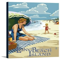 Dugi plažni otok, New Jersey - Scena na plaži - Lintna Press Artwork