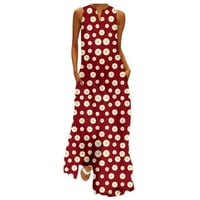 Baycosin Ljetne haljine za žene Maxi Plus veličine Vintage V Cvjetni rezanje Cvjetni ispisani haljina